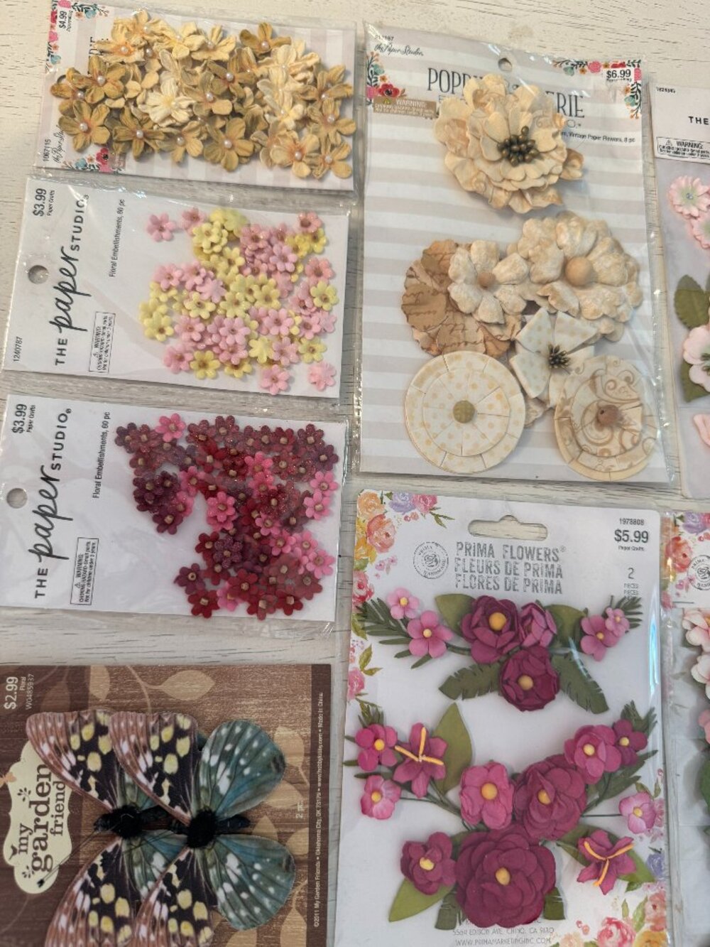 NWT fabric flowers/butterflies for crafting in various colors